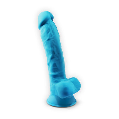 SilexD 7 inch Realistic Silicone Dual Density Dildo with Suction Cup and Balls Blue